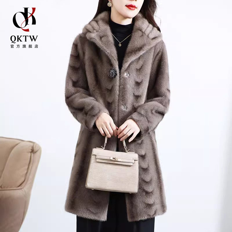 中长款金貂绒大衣女2025冬季优雅