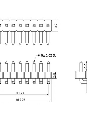 2.0MM间距 单排正弯加长针1x40P单排弯针一边11mm一边6MM外漏6+11