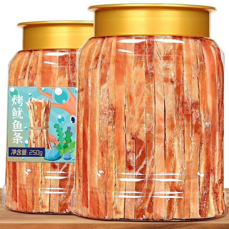 碳烤墨鱼条500g鱿鱼丝即食零食手撕鱿鱼条罐装孕妇解馋休闲海鲜