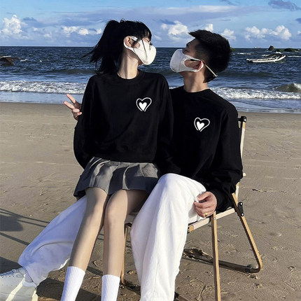 情侣装卫衣秋冬款女2024新款特别的一长一短款小众设计感加绒外套