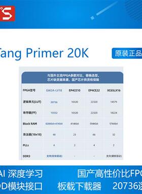 Tang Primer 20K Lite 高云GW2A FPGA GoAI 核心板  开发板