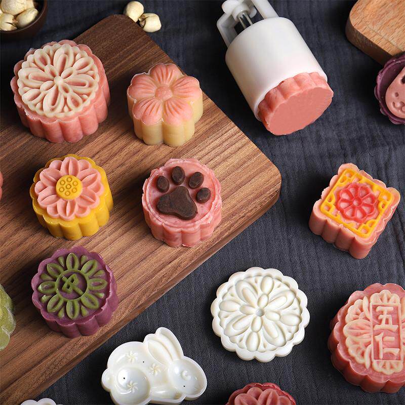 手压式月饼模具家用卡通绿豆糕点心冰皮不粘压花模型烘焙印具模具