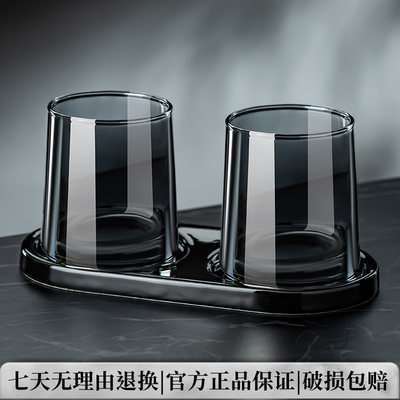 【加厚带底座】酒店玻璃漱口杯子