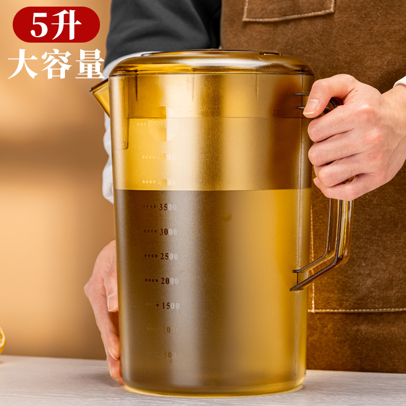 pc塑料冷水壶大容量泡茶桶奶茶店商用5l亚克力装水容器量桶带滤网