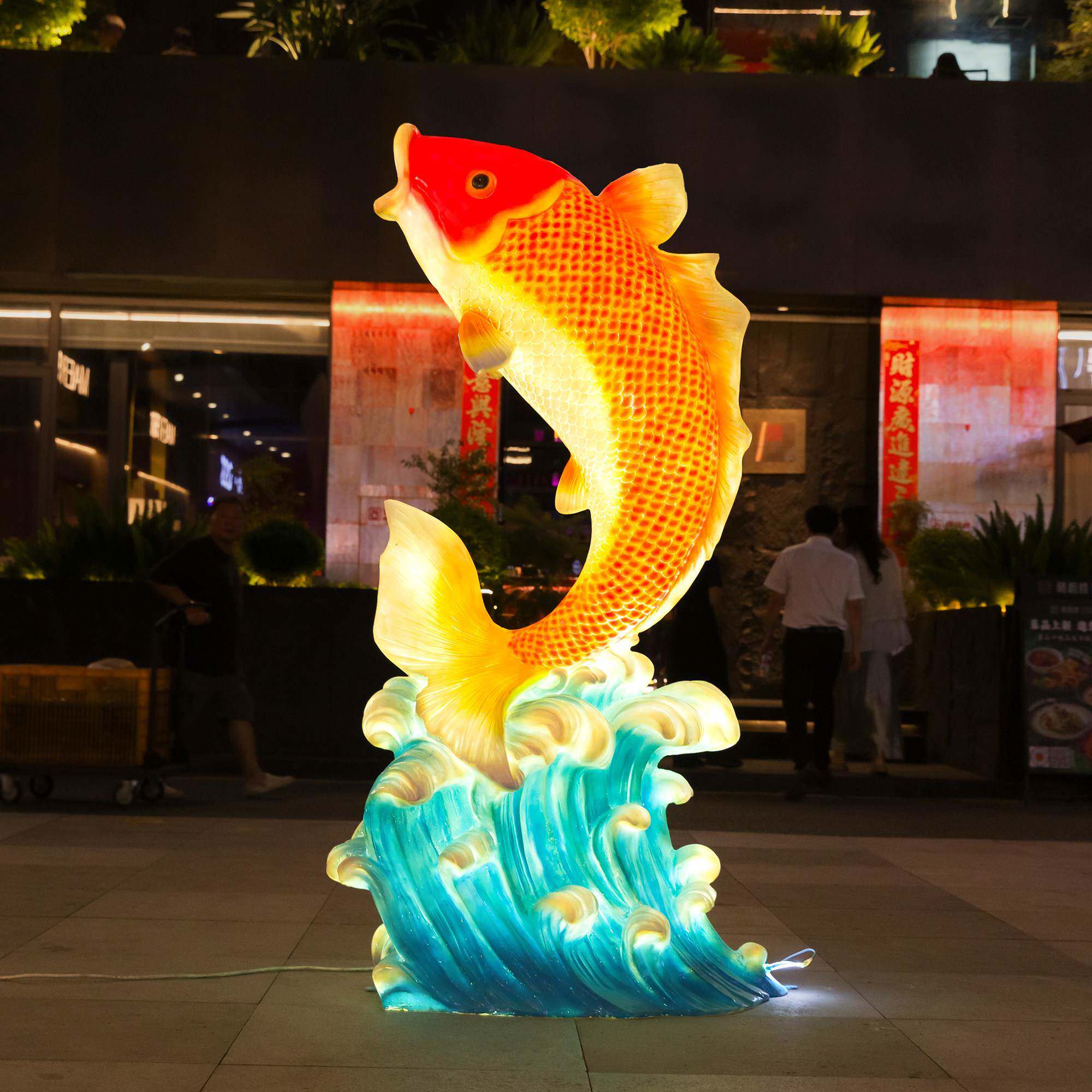 玻璃钢发光仿真鱼雕塑大闸蟹摆件餐厅海鲜大排档迎宾装饰烤串雕塑
