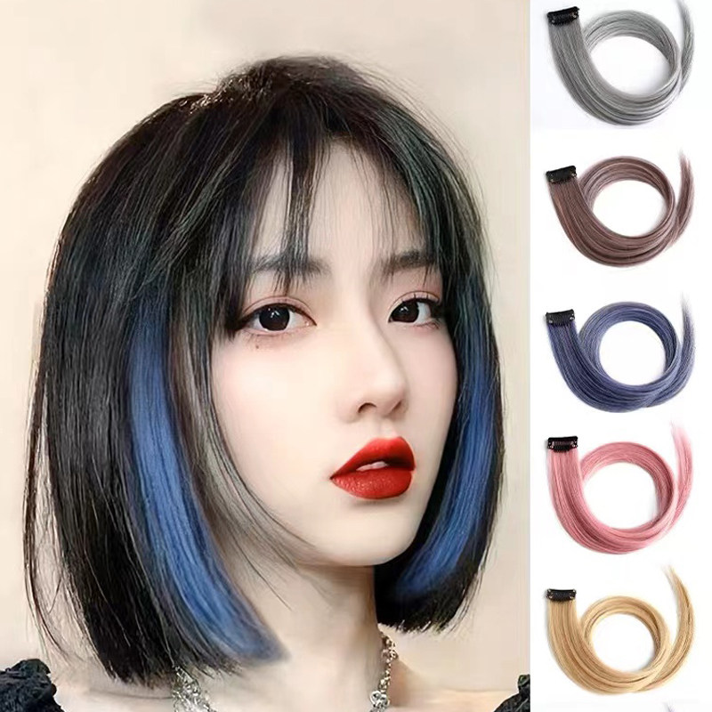彩色发片假发片接发挂耳染发片仿真发漂染假发女高温丝卷发直发片