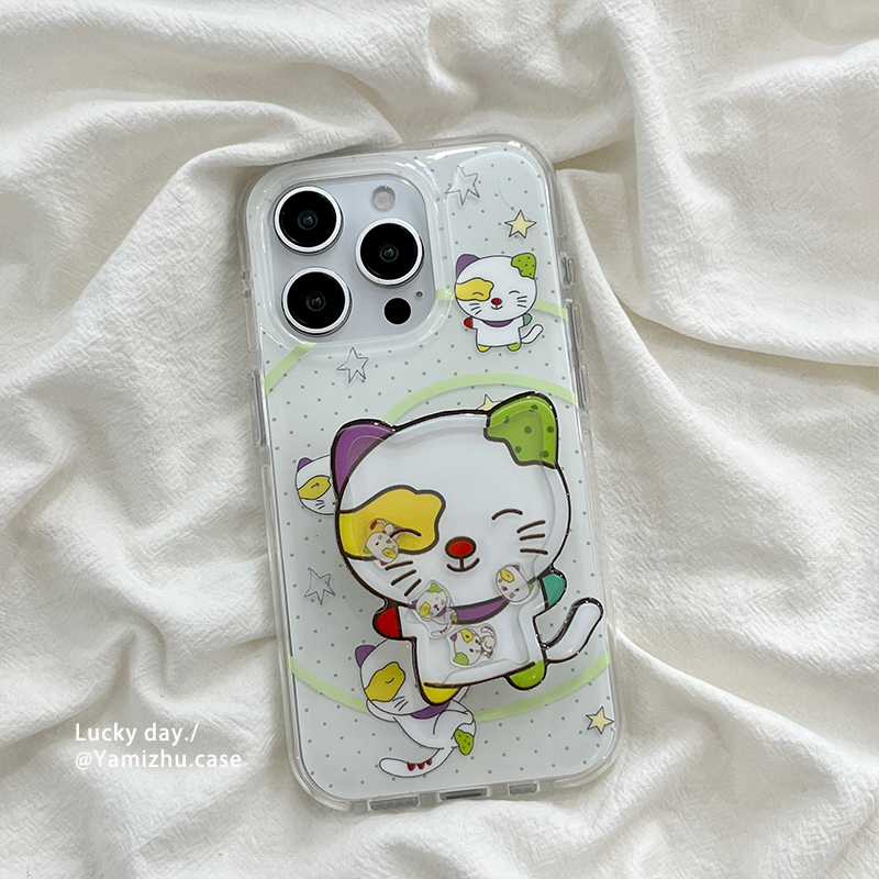 趣味卡通猫咪带支架适用苹果16手机壳搞怪男生iPhone14pro小众16PRO新款女款13硅胶15ProMax防摔全包保护套软