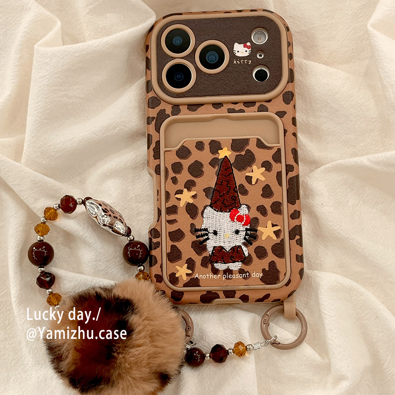 秋冬甜酷豹纹卡通可爱HelloKitty带挂链适用苹果17PRO手机壳iPhone16ProMax新款15pro女款全包13硅胶软14防摔