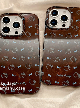 趣味可爱卡通HelloKitty涂鸦适用苹果17PRO手机壳iPhone16ProMax新款15pro女款小众13硅胶14防摔全包保护套软