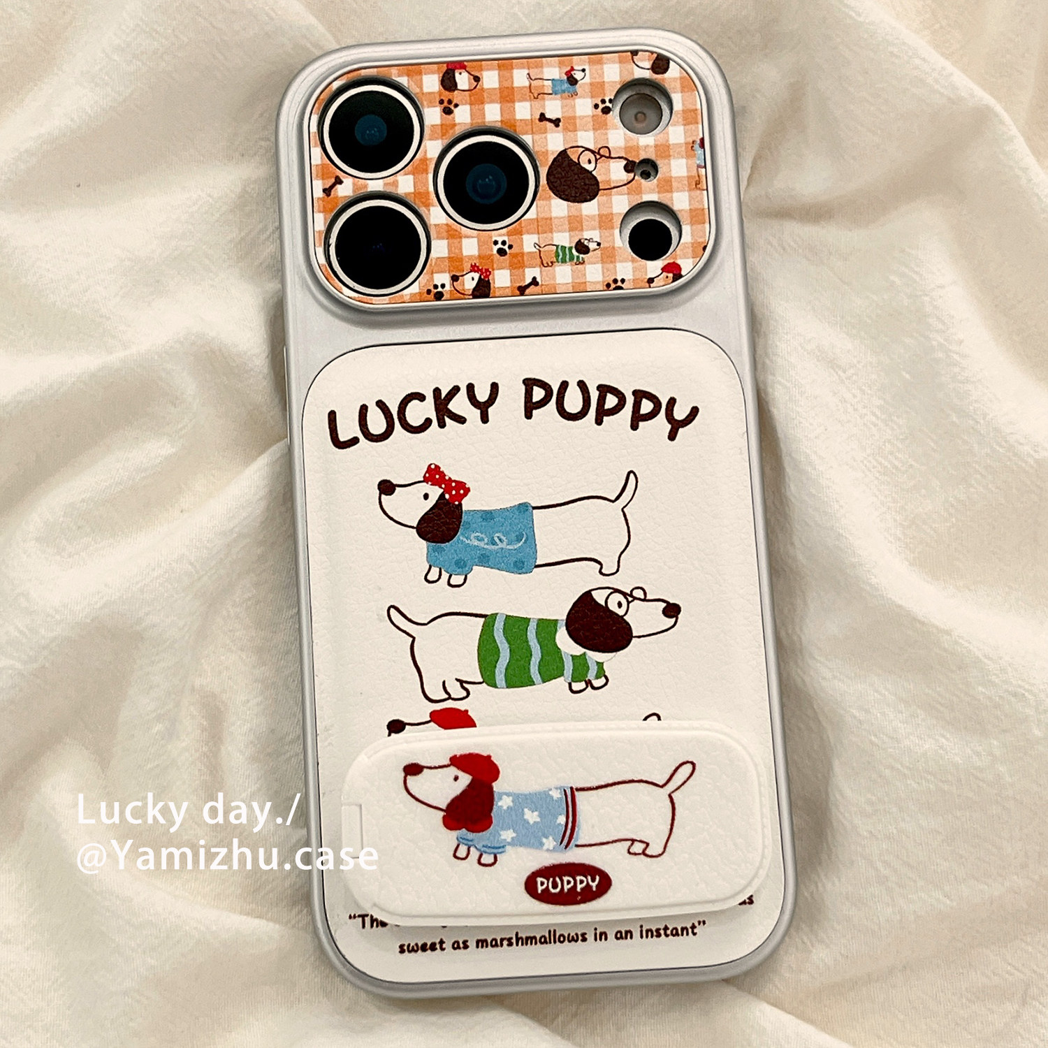 趣味可爱卡通腊肠小狗带支架适用苹果17PRO手机壳秋冬皮质iPhone16ProMax新款男15pro女13硅胶14防摔全包软壳,3C数码配件,手机保护套/壳,淘宝优惠券,粉丝福利购,淘宝优惠卷