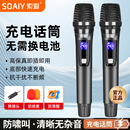 索爱无线话筒一拖二家用KTV专用K歌麦克风唱歌连音响U段通用新款