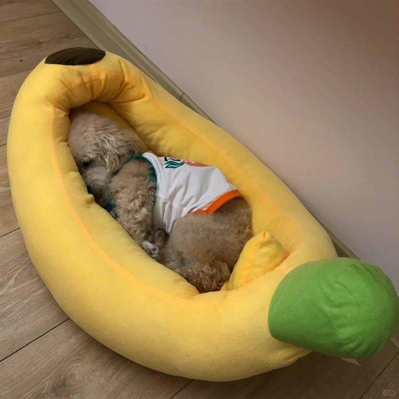 宠物卡通香蕉窝狗窝可拆洗中小型犬四季通用猫咪泰迪柯基冬天保暖