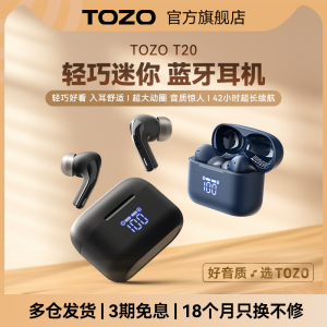 TOZO T20真无线蓝牙耳机入耳式ENC通话降噪42小时超长续航蓝牙5.3