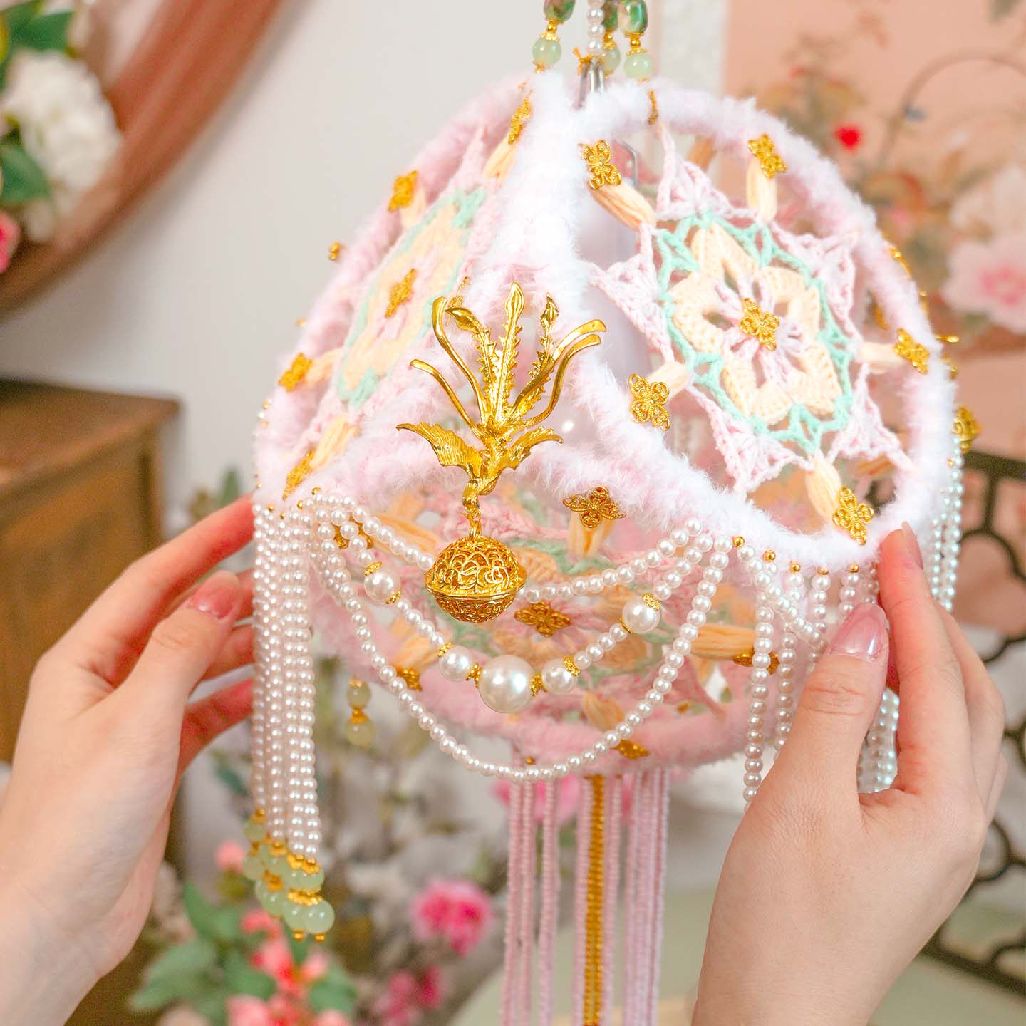 喜物语灯笼钩针diy手工材料包中式古风宫灯挂饰新年马年春节礼物,服饰配件/皮带/帽子/围巾,DIY编织材料包,淘宝优惠券,粉丝福利购,淘宝优惠卷