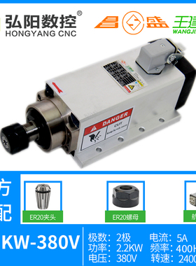昌盛雕刻机主轴电机风冷1.5/2.2/3.5/4.5/6KW高速方形风冷王建南