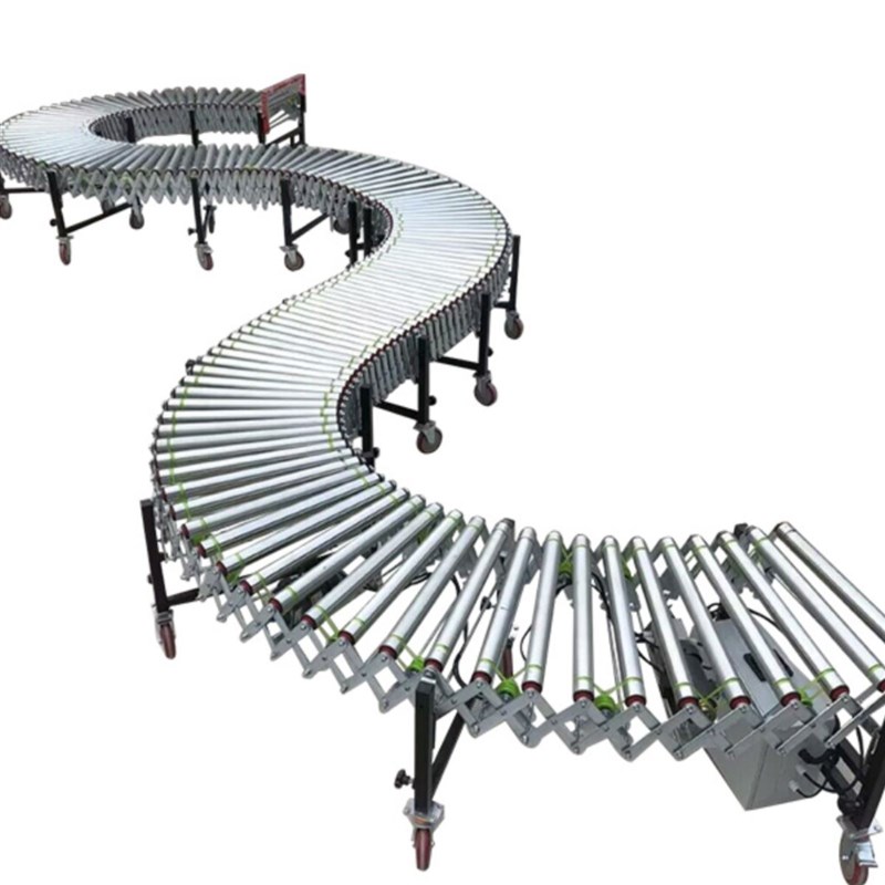 动力伸缩滚筒传送带物流快递分拣流水线输送机转弯装卸上下货神器