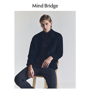 MB MindBridge百家好男短款鹅绒羽绒服2023冬季新款简约羊毛外套