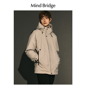 MB MindBridge百家好冬季男连帽羽绒服2023新款户外工装保暖外套