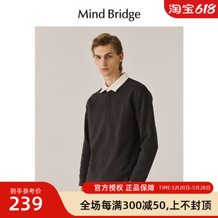 撞色Polo领卫衣新款 男士 休闲T恤 MindBridge春季 韩系简约长袖