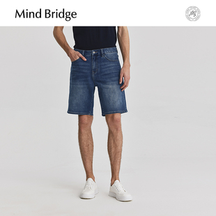 韩版 2025春夏新品 休闲五分裤 子 直筒裤 Bridge男士 Mind 宽松牛仔裤