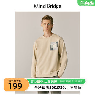 Mind Bridge圆领印花套头卫衣男士2024春季长袖T恤宽松休闲上衣