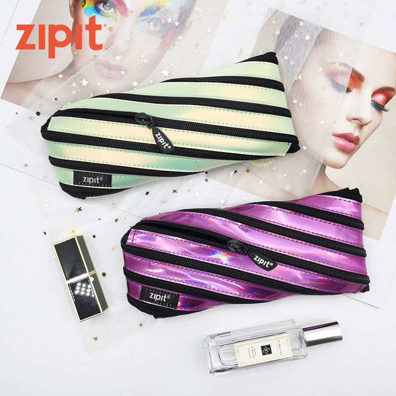 zipit炫彩拉链袋可挎包女时尚文具多功能收纳女士学生笔袋拉链款