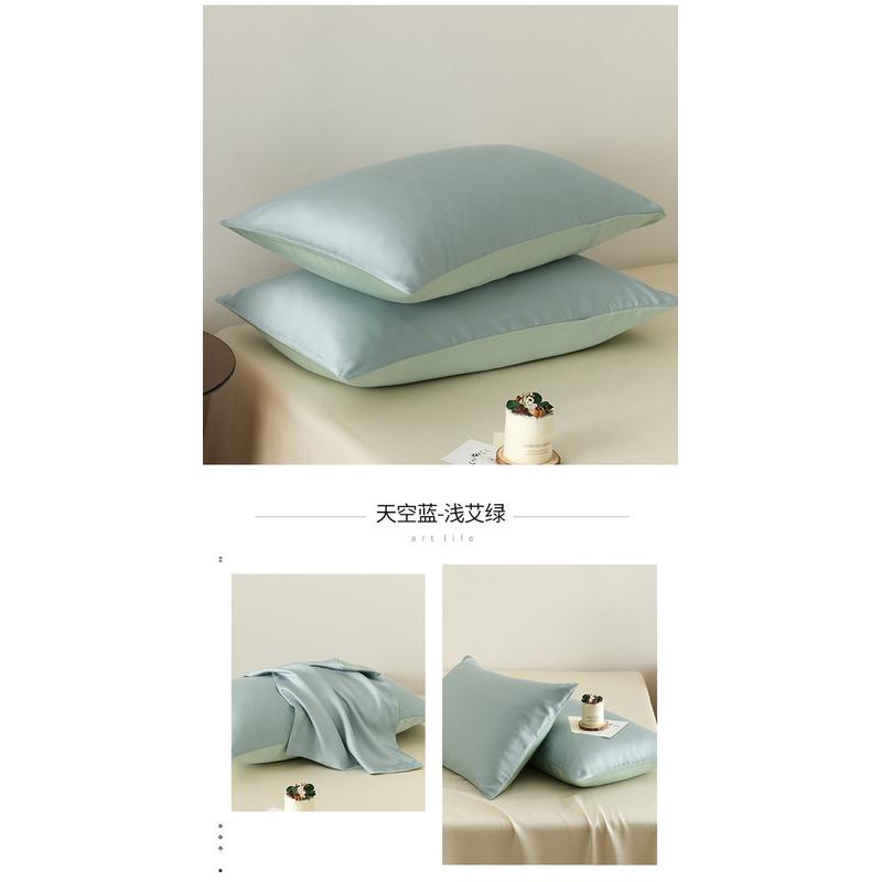 3EW180支兰精天丝枕套夏季双面凉感冰丝枕头套纯色单人枕芯套48x