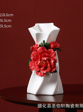 德化白瓷纯手工捏家居传统工艺复古陶瓷花瓶系列摆件插花花插花器