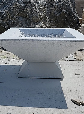 石钵雕花欧式黄锈石花盆户外广场装饰盆景天然花岗岩石头花盆摆件