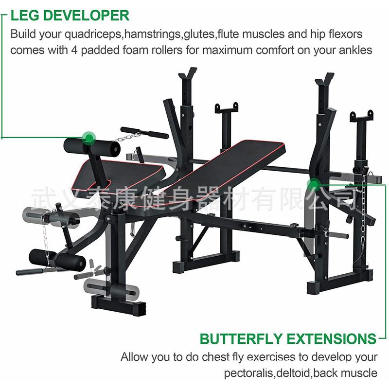 床举重高拉卧推架健腹训练器可调节室内哑铃凳家用可折叠压力训练