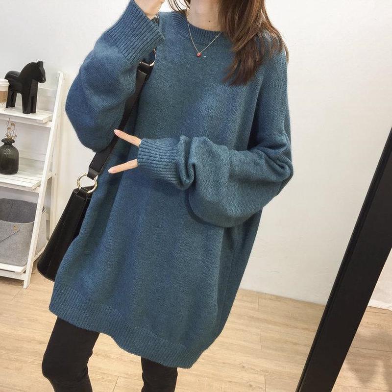 胖mm300斤大码毛衣女秋冬宽松套头慵懒外穿中长款衫