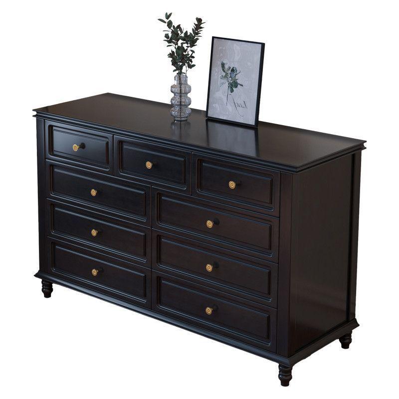 Ph美式实木斗柜新中式客厅柜子简约复古九斗柜高档落地卧室储物柜