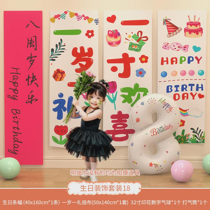 小女孩宝宝生日装饰场景布置2周岁儿童两二岁三3岁数字气球氛围感