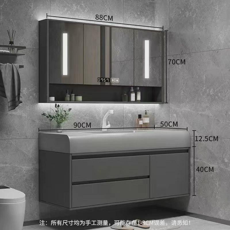 轻奢可丽耐肤感一体盆一体式智能浴室柜组合卫生间简约浴柜洗漱台