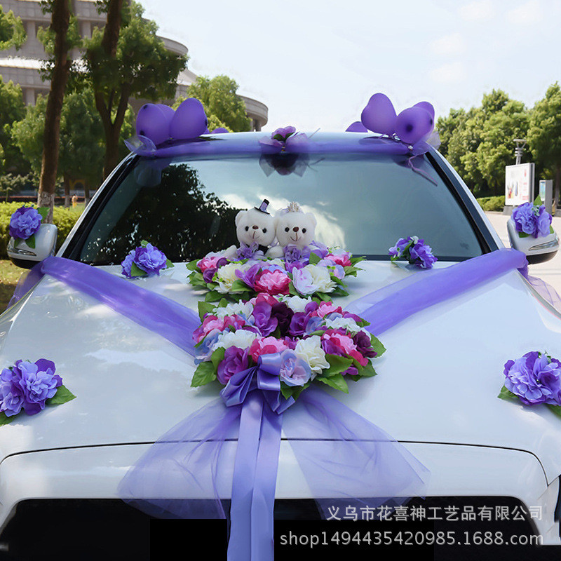 套装婚车装饰结婚车头花车布置装饰主婚车仿真花装饰用品婚礼花车