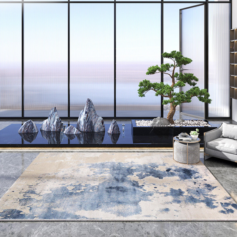 现代简约床边卧室地垫北欧ins风美欧式地毯客厅黑白灰茶几毯轻奢