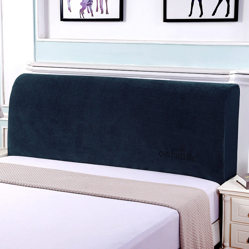 a524实木床绣花床头罩布艺软包全包防尘罩皮床弹力简约床头套床保