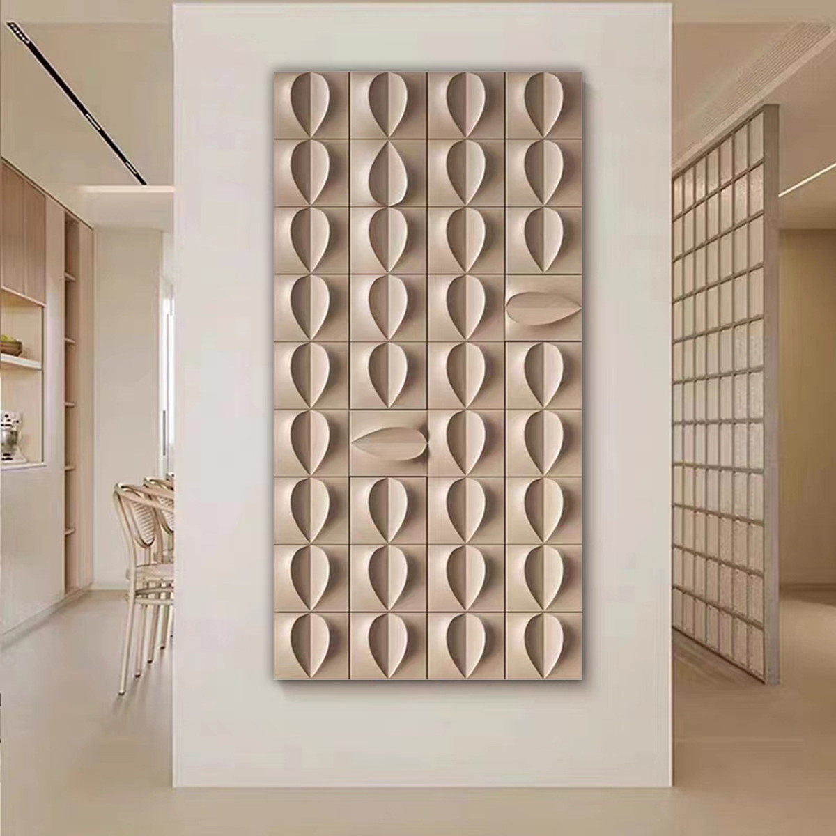 现代意式极简立体浮雕简约客厅背景墙装饰画抽象树叶入户玄关挂画