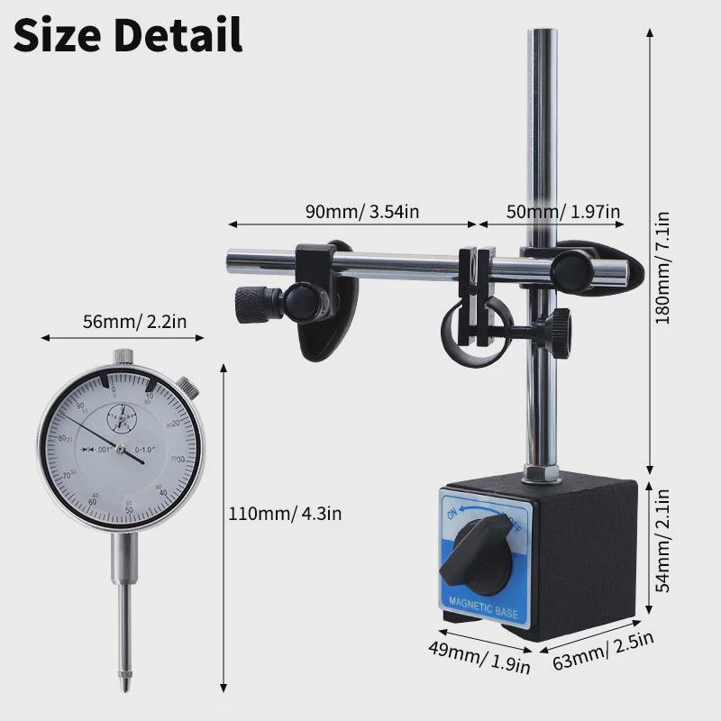 英制0-1”百分表防震指示表指针式机械强力磁性表座微调表架