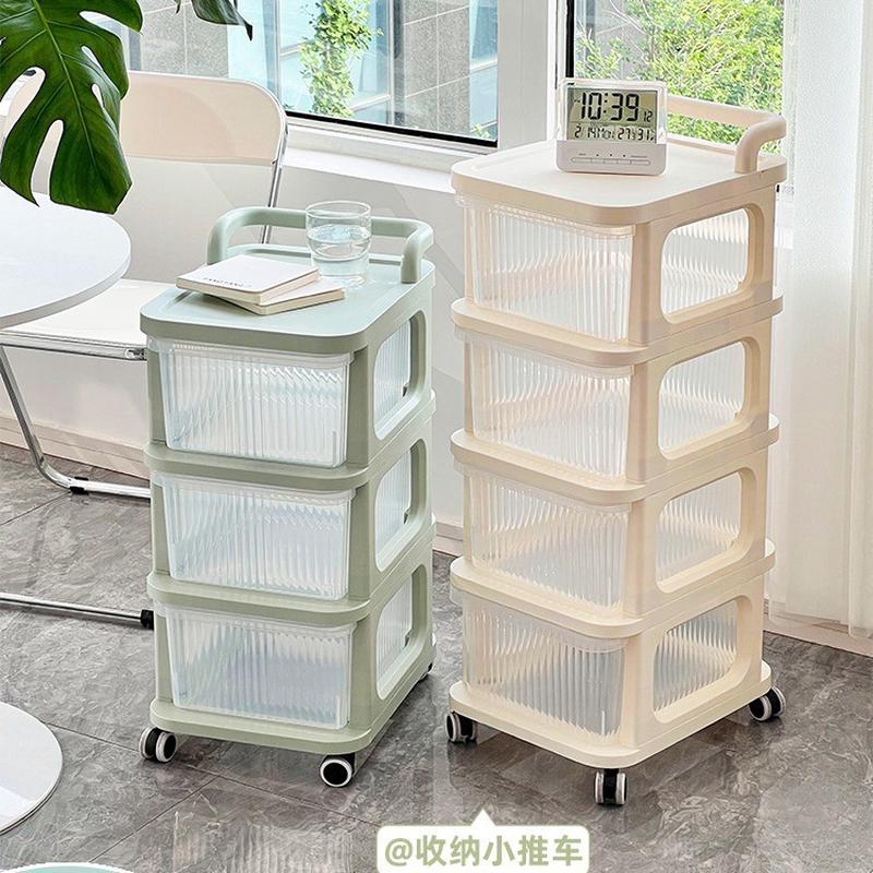 手推车置物架抽屉式移动收纳柜零食玩具婴儿用品客厅收纳架子多层