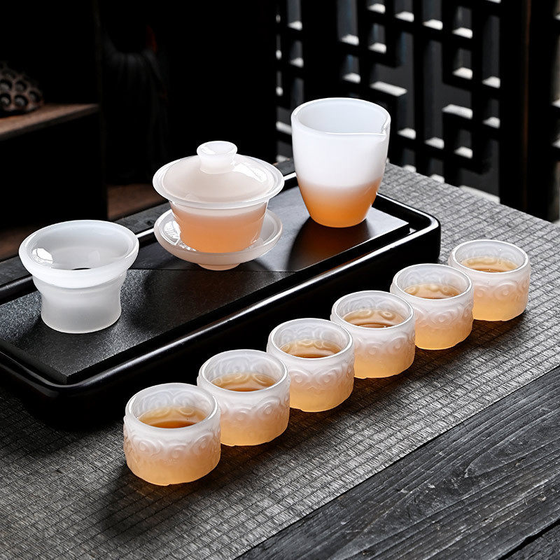 玉瓷琉璃祥云杯功夫茶具耐高温杯子高档家用送礼套装主人杯盖碗批