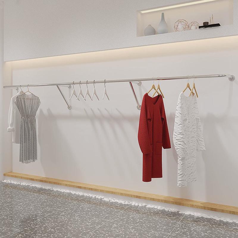 服装店展示架上墙衣架不锈钢正挂橱窗侧挂架童装店专用女装店货架