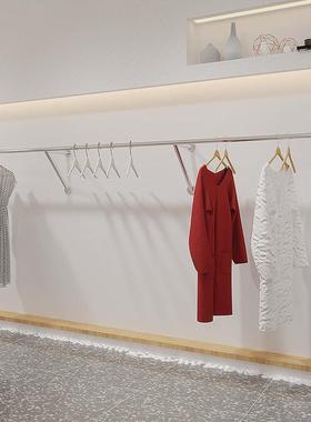 服装店展示架上墙衣架不锈钢正挂橱窗侧挂架童装店专用女装店货架
