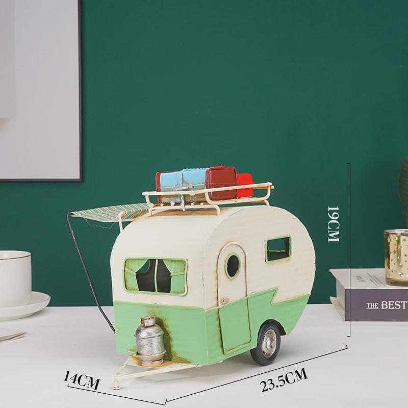 都市男女拖挂法爱情房车模型复古摆件物工业风柜子摆放的装饰品