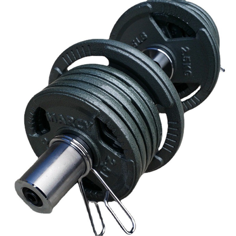 大孔烤漆杠铃片组合20-100KG举重家用健身器材套装哑铃增肌