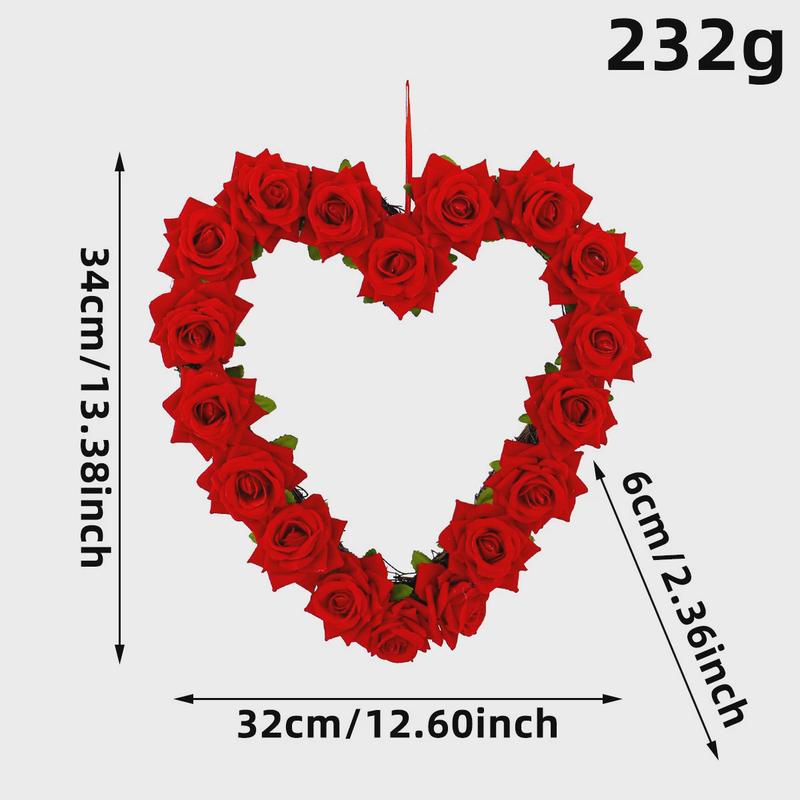 情人节爱心挂花环门红玫瑰情侣派对装饰藤圈挂饰婚庆场景装饰
