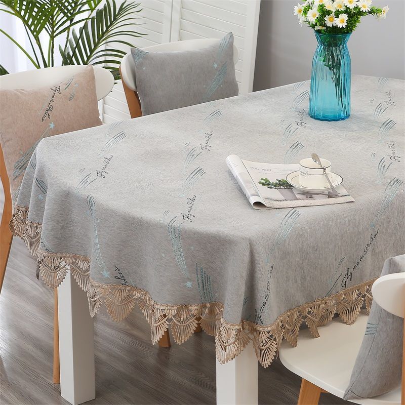 现代简约布艺餐桌布家用桌布椭圆形长方形客厅茶几台布北欧风桌布