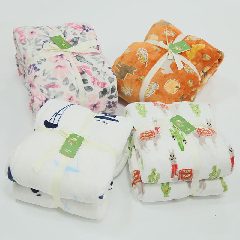 印花毛毯法兰绒单层双人毯子双面绒礼品毯夏季空调毯午睡休闲毯