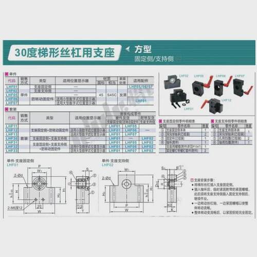 梯形丝杠轴承支座lhf02-r8/10/12/15固定端用支座丝杆支撑座