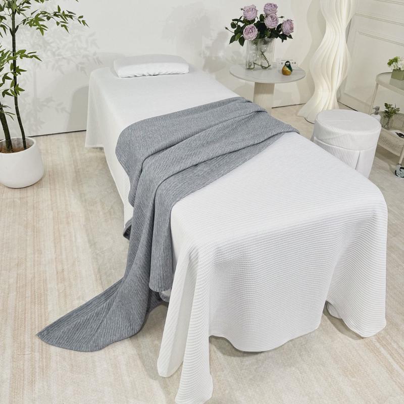 针织华夫格一片式床罩盖毯美容四件套